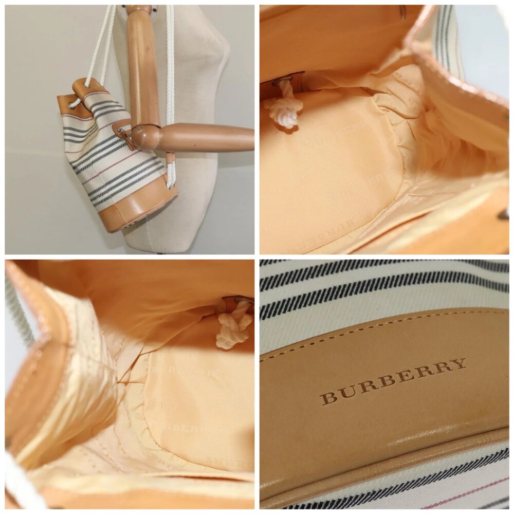 BURBERRY Shoulder Bag Canvas Leather White - Picture 16 of 16